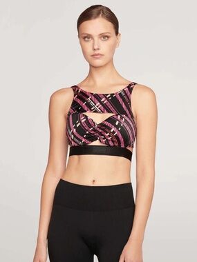 Wolford Hanna Cutout Sports Bra Top XS Pink Black NWT
